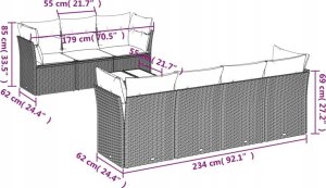 vidaXL 8-częściowy zestaw mebli ogrodowych z poduszkami, beżowy, polirattan 3