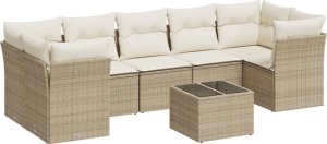 vidaXL 8-częściowy zestaw mebli ogrodowych z poduszkami, beżowy, polirattan 2