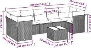 vidaXL 8-częściowy zestaw mebli ogrodowych z poduszkami, beżowy, polirattan 3