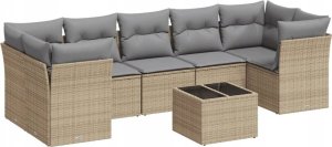 vidaXL 8-częściowy zestaw mebli ogrodowych z poduszkami, beżowy, polirattan 2