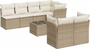 vidaXL 8-częściowy zestaw mebli ogrodowych z poduszkami, beżowy, polirattan 2