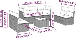 vidaXL 8-częściowy zestaw mebli ogrodowych z poduszkami, beżowy, polirattan 3