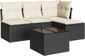 vidaXL 5-częściowy zestaw wypoczynkowy do ogrodu, poduszki, czarny rattan PE 2