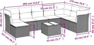 vidaXL 9-częściowy zestaw mebli ogrodowych z poduszkami, beżowy, polirattan 3