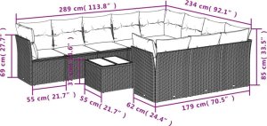 vidaXL 11-częściowy zestaw wypoczynkowy do ogrodu, poduszki czarny rattan PE 3