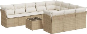 vidaXL 11-częściowy zestaw mebli ogrodowych z poduszkami, beżowy, polirattan 2