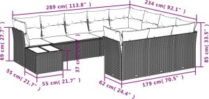 vidaXL 11-częsciowy zestaw mebli ogrodowych z poduszkami, beżowy, polirattan 3