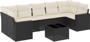 vidaXL 8-częściowy zestaw wypoczynkowy do ogrodu, z poduszkami, czarny 2