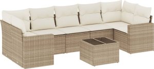 vidaXL 8-częściowy zestaw mebli ogrodowych z poduszkami, beżowy, polirattan 2