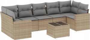 vidaXL 8-częściowy zestaw mebli ogrodowych z poduszkami, beżowy, polirattan 2