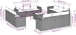 vidaXL 13-częściowy zestaw mebli ogrodowych z poduszkami, beżowy, polirattan 3