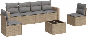 vidaXL 7-częściowy zestaw wypoczynkowy do ogrodu, z poduszkami, beżowy 2