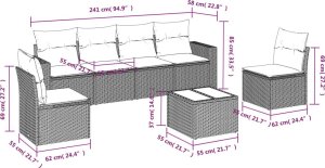 vidaXL 7-częściowy zestaw wypoczynkowy do ogrodu, z poduszkami, beżowy 3