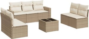 vidaXL 8-częściowy zestaw mebli ogrodowych z poduszkami, beżowy, polirattan 2