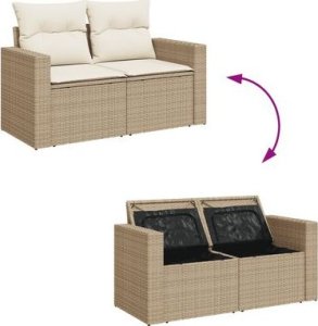 vidaXL 6-częściowy zestaw mebli ogrodowych z poduszkami, beżowy, polirattan 13