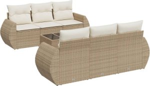 vidaXL 7-częsciowy zestaw wypoczynkowy do ogrodu, z poduszkami, beżowy 2