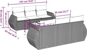 vidaXL 7-częsciowy zestaw wypoczynkowy do ogrodu, z poduszkami, beżowy 3