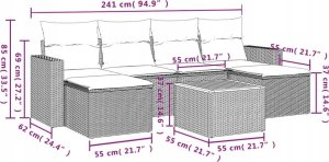 vidaXL 7-częsciowy zestaw mebli ogrodowych z poduszkami, mieszany beż 3