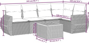 vidaXL 6-częsciowy zestaw mebli ogrodowych z poduszkami, beżowy, polirattan 3