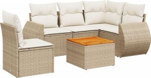 vidaXL 6-częsciowy zestaw mebli ogrodowych z poduszkami, beżowy, polirattan 2