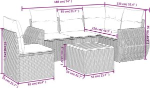 vidaXL 6-częsciowy zestaw mebli ogrodowych z poduszkami, beżowy, polirattan 3