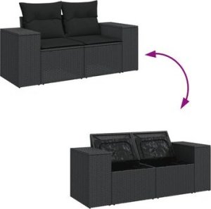 vidaXL 7-częsciowy zestaw wypoczynkowy do ogrodu, z poduszkami, czarny 16