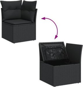 vidaXL 7-częsciowy zestaw wypoczynkowy do ogrodu, z poduszkami, czarny 17