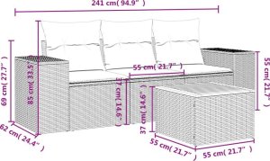 vidaXL 4-częściowy zestaw mebli ogrodowych z poduszkami, beżowy, polirattan 3