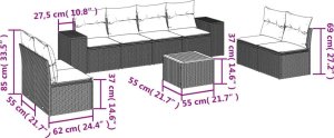 vidaXL 9-częściowy zestaw mebli ogrodowych z poduszkami, beżowy, polirattan 3