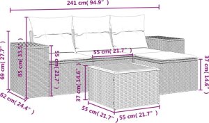 vidaXL 5-częsciowy zestaw mebli ogrodowych z poduszkami, beżowy, polirattan 3