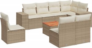 vidaXL 9-częściowy zestaw mebli ogrodowych z poduszkami, beżowy, polirattan 2