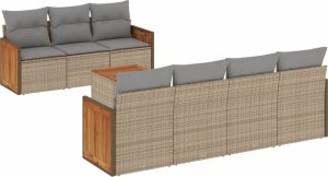 vidaXL 8-częsciowy zestaw mebli ogrodowych z poduszkami, beżowy, polirattan 2