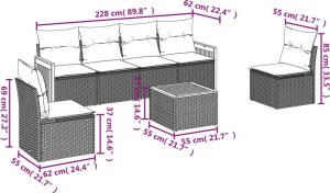 vidaXL 7-częsciowy zestaw wypoczynkowy do ogrodu, z poduszkami, beżowy 3