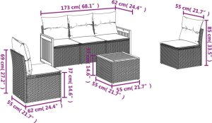 vidaXL 6-częsciowy zestaw mebli ogrodowych z poduszkami, beżowy, polirattan 3