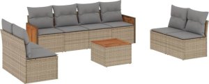 vidaXL 9-częsciowy zestaw mebli ogrodowych z poduszkami, beżowy, polirattan 2