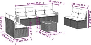 vidaXL 9-częsciowy zestaw mebli ogrodowych z poduszkami, beżowy, polirattan 3