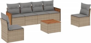 vidaXL 7-częsciowy zestaw wypoczynkowy do ogrodu, z poduszkami, beżowy 2
