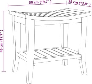 vidaXL Ławka łazienkowa, 50x35x45 cm, lite drewno tekowe 7