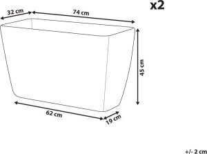 Beliani Zestaw 2 doniczek 74 x 32 x 45 cm beżowy BARIS 10