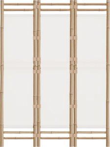 vidaXL Składany parawan 3-panelowy, 120 cm, bambus i płótno 4
