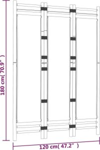 vidaXL Składany parawan 3-panelowy, 120 cm, bambus i płótno 9