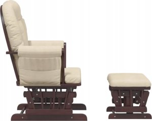 vidaXL Fotel pływający z podnóżkiem, kremowy, obity tkaniną 4