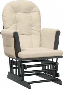 vidaXL Fotel pływający z podnóżkiem, kremowy, obity tkaniną 6