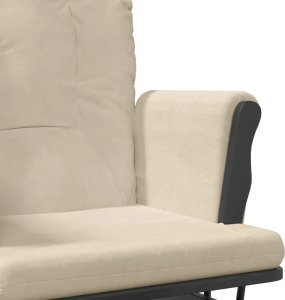 vidaXL Fotel pływający z podnóżkiem, kremowy, obity tkaniną 8