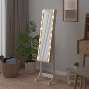 vidaXL Lustro stojące z LED, białe, 34x37x146 cm 3