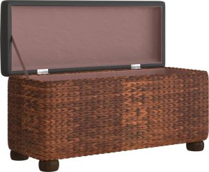 vidaXL Ławka ze schowkiem i brązową poduszką, 69 cm, pałka wodna 4