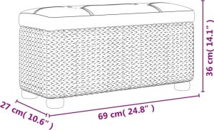 vidaXL Ławka ze schowkiem i brązową poduszką, 69 cm, pałka wodna 8