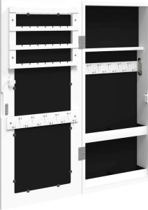 vidaXL Wisząca szafka na biżuterię, z lustrem, biała, 30x8,5x67 cm 5