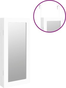 vidaXL Wisząca szafka na biżuterię, z lustrem, biała, 30x8,5x67 cm 9