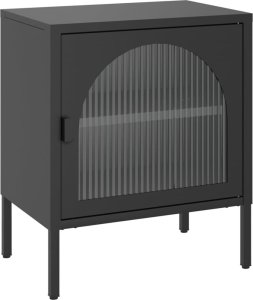 vidaXL Szafka nocna, czarna 50x35x60 cm, szkło i stal 2